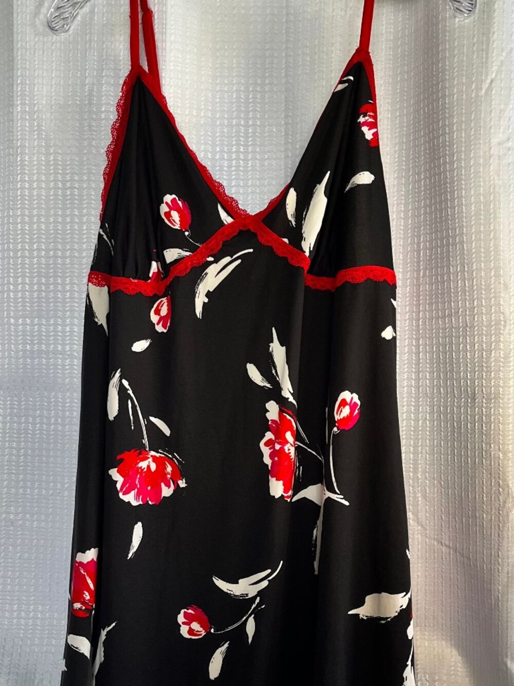 Secret Treasures Black and Red Floral Lace Chemise / Nightgown 2X